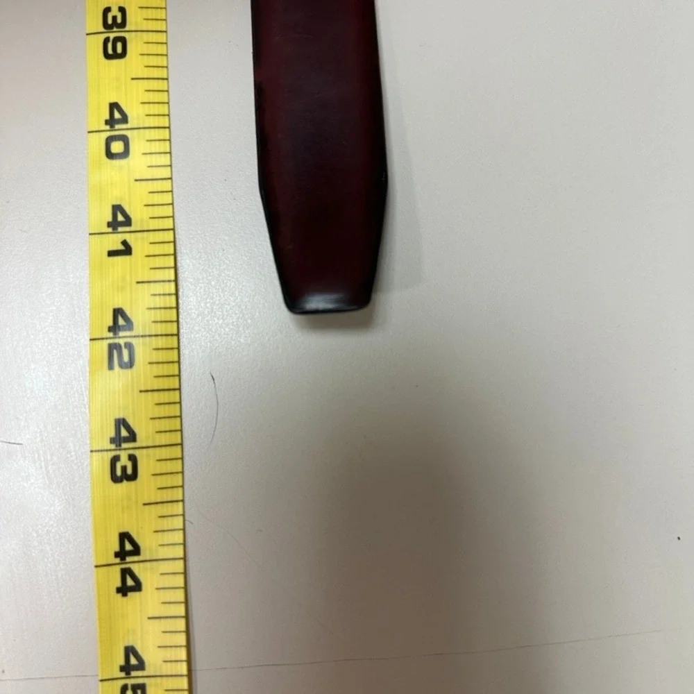 Mens Burgundy Oxblood Genuine Leather Belt Gold Buckle Size 34 Handcrafted